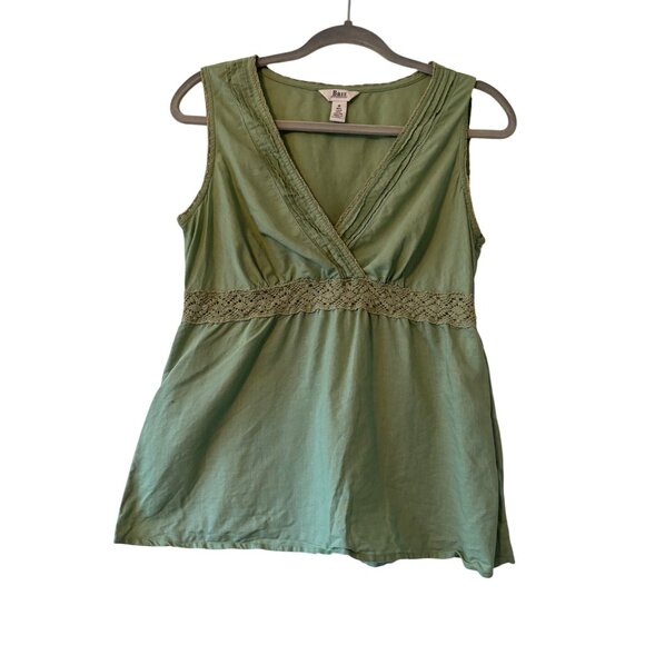 Bass Womens Empire Green Sleeveless Linen Cotton Top Size M Y2K VTG - Picture 2 of 9
